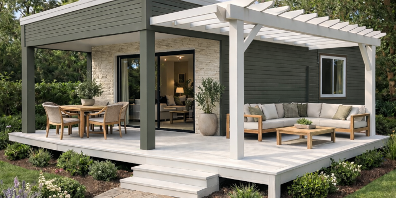 Modern backyard with Modular Granny Flat